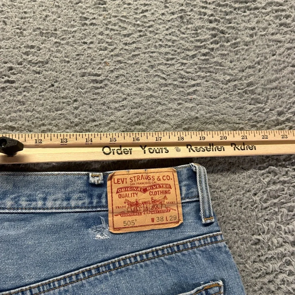 Vintage Levi's 505 Jeans Mens 38x29 Blue Cotton Denim Straight Faded Workwear